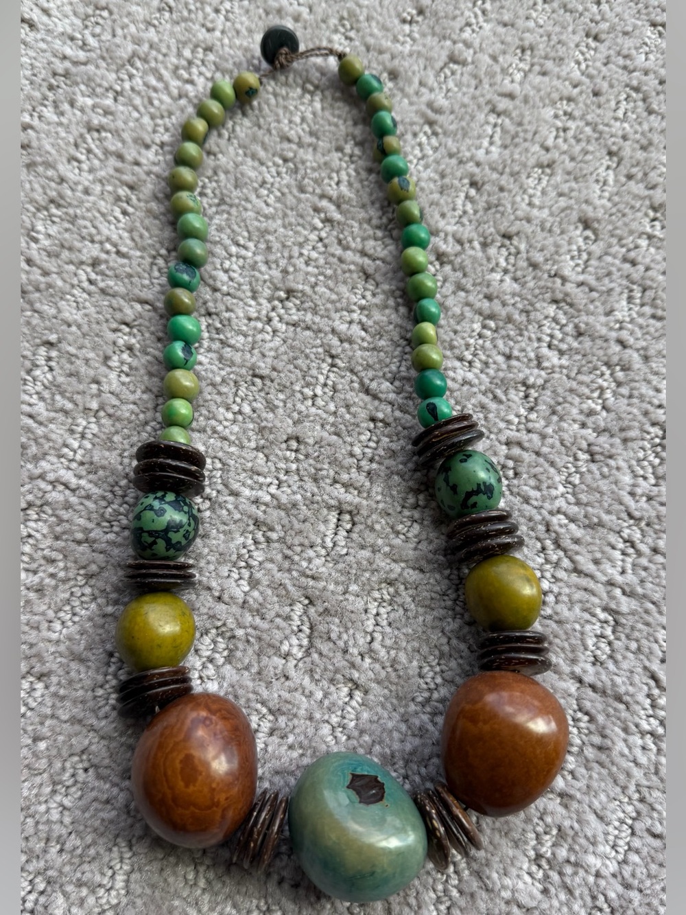 Handcrafted Green & Brown Beaded Statement Necklace